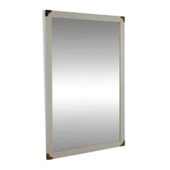 Miroir vintage scandinave blanc avec angles en laiton