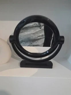 Miroir vintage space age rond pivotant noir style rétro années 70/80