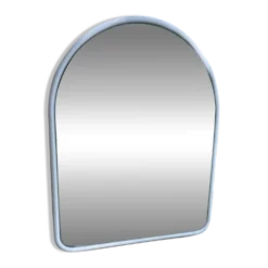 Miroir vintage Space Age / 70s cadre tubulaire blanc arrondi — 71 x 55