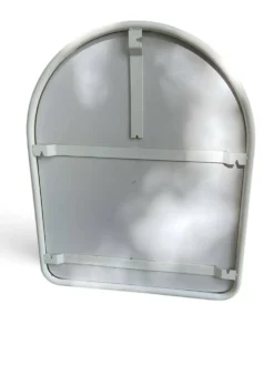 Miroir vintage Space Age / 70s cadre tubulaire blanc arrondi — 71 x 55