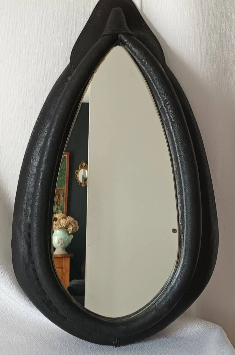 Miroir vintage sur collier de cheval