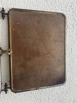 Miroir vintage 1930 triptyque barbier verre biseauté simili cuir - 24 x 60