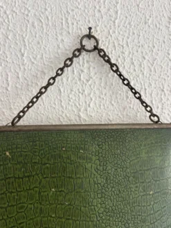 Miroir vintage 1930 triptyque barbier nickelé simili crocodile vert avocat