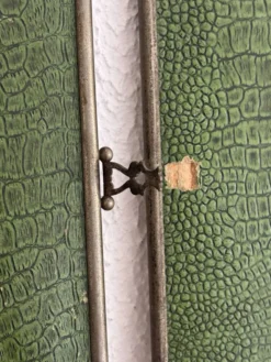 Miroir vintage 1930 triptyque barbier nickelé simili crocodile vert avocat