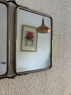 Miroir vintage 1900 triptyque barbier Le Solide Paris Art Nouveau - 21 x 50