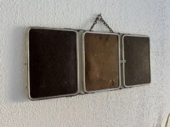 Miroir vintage 1900 triptyque barbier Le Solide Paris Art Nouveau - 21 x 50