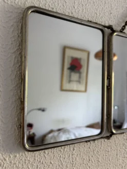 Miroir vintage 1900 triptyque barbier Le Solide Paris Art Nouveau - 21 x 50