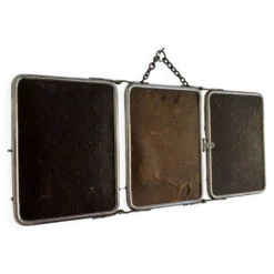 Miroir vintage 1900 triptyque barbier Le Solide Paris Art Nouveau - 21 x 50