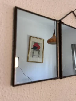 Miroir vintage 1930 triptyque barbier coiffeur danseuse jeune femme - 19 x