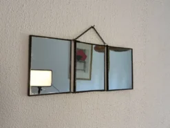 Miroir vintage 1930 triptyque barbier coiffeur danseuse jeune femme - 19 x