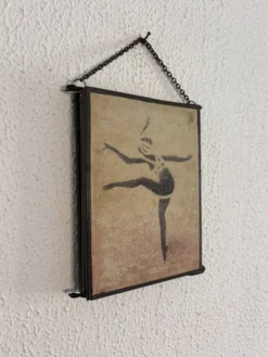 Miroir vintage 1930 triptyque barbier coiffeur danseuse jeune femme - 19 x