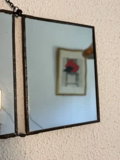 Miroir vintage 1930 triptyque barbier coiffeur danseuse jeune femme - 19 x
