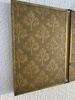 Miroir vintage 1900 triptyque barbier Art Nouveau doré - 21 x 48 cm