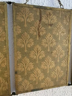 Miroir vintage 1900 triptyque barbier Art Nouveau doré - 21 x 48 cm