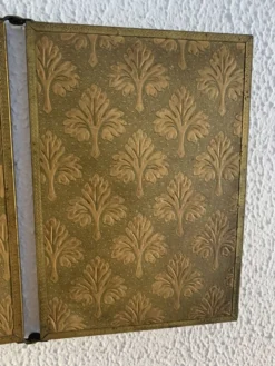 Miroir vintage 1900 triptyque barbier Art Nouveau doré - 21 x 48 cm