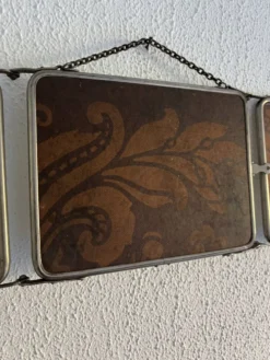 Miroir vintage 1900 triptyque barbier Art Nouveau - 19 x 78 cm