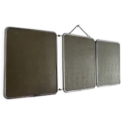 Miroir vintage 1960 triptyque barbier argenté Arpin - 28 x 70 cm