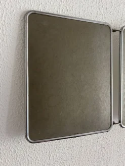 Miroir vintage 1960 triptyque barbier argenté Arpin - 28 x 70 cm