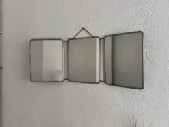 Miroir vintage 1960 triptyque barbier argenté Arpin - 28 x 70 cm