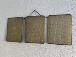 Miroir vintage 1960 triptyque barbier coiffeur japonisant - 25 x 60 cm