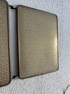 Miroir vintage 1960 triptyque barbier coiffeur japonisant - 25 x 60 cm