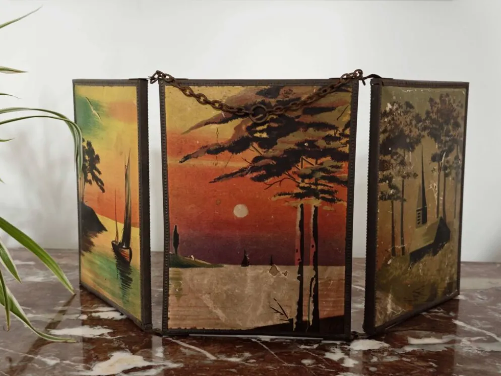 Miroir vintage 1920 triptyque de barbier