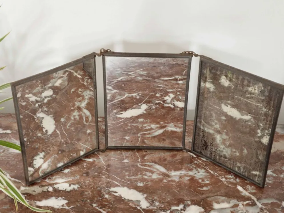 Miroir vintage 1920 triptyque de barbier
