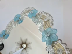 Miroir vénitien en verre de Murano, à poser ou à suspendre, 1950