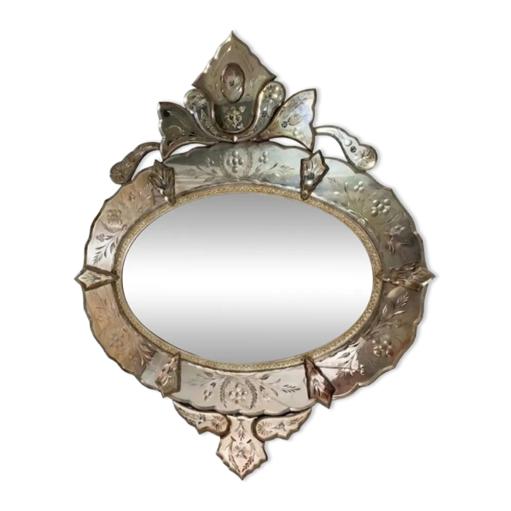 Miroir vénitien grande taille 112 cm de hauteur 93cm de largeur