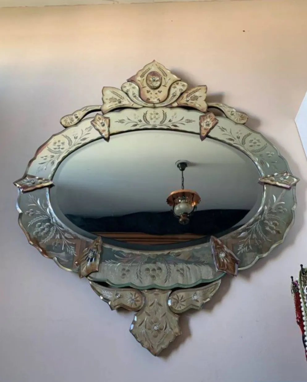 Miroir vénitien grande taille 112 cm de hauteur 93cm de largeur