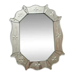 Miroir vénitien gravé 73 x 58 cm