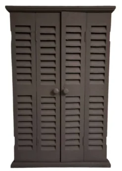 Miroir volet trompe l'oeil bois gris foncé 1990 / objet de décoration murale Miroir façon volets