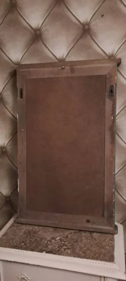 Miroir volet trompe l'oeil bois gris foncé 1990 / objet de décoration murale Miroir façon volets