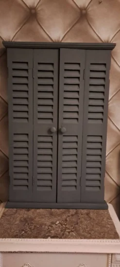 Miroir volet trompe l'oeil bois gris foncé 1990 / objet de décoration murale Miroir façon volets