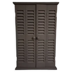Miroir volet trompe l'oeil bois gris foncé 1990 / objet de décoration murale Miroir façon volets