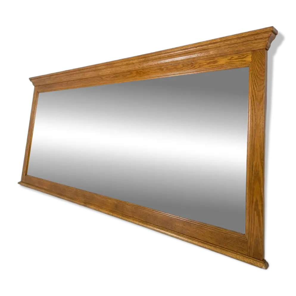 Miroir XXL biseauté en chêne, 210cm de L