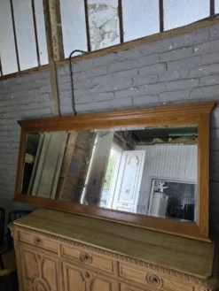Miroir XXL biseauté en chêne, 210cm de L