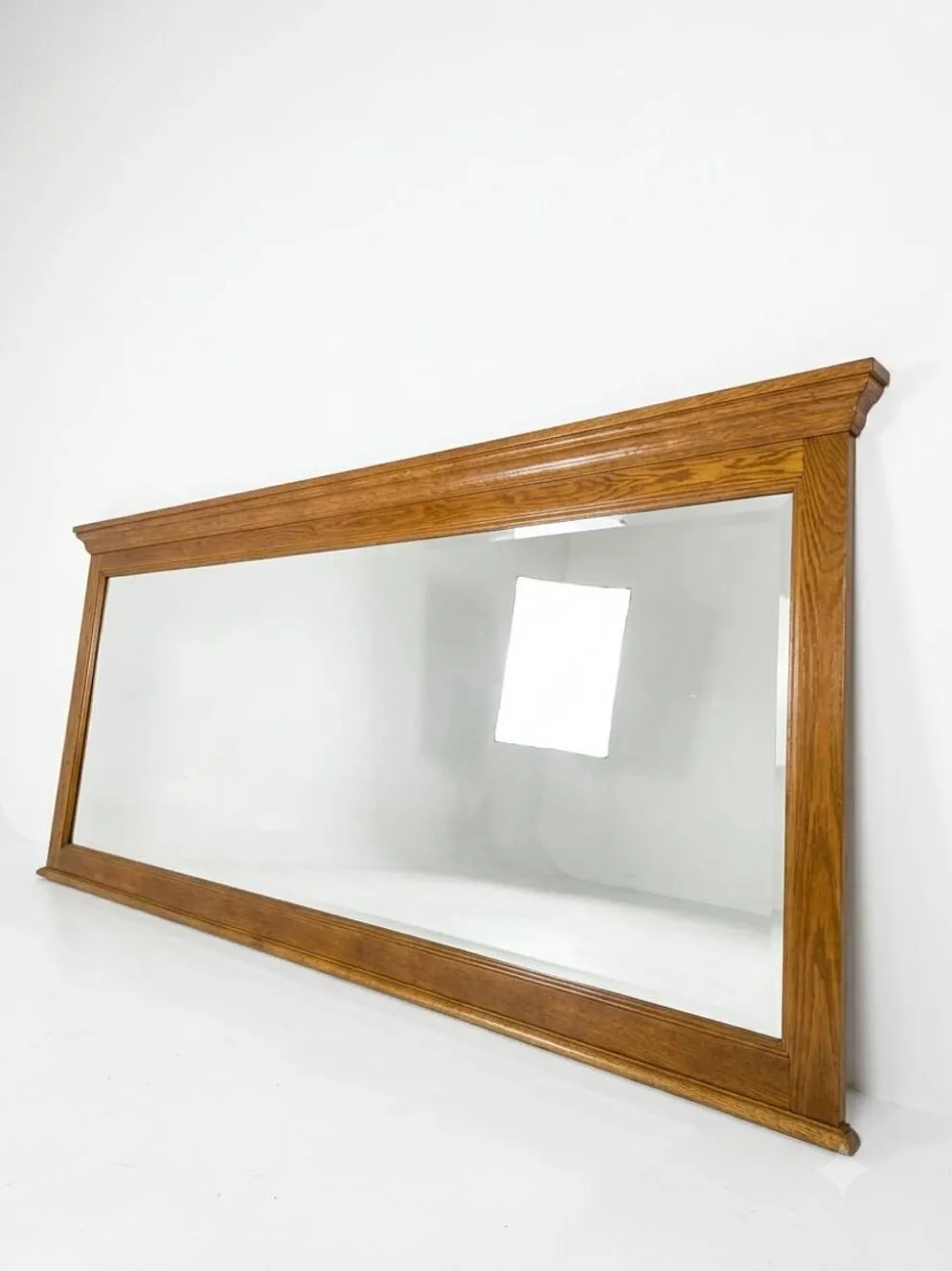 Miroir XXL biseauté en chêne, 210cm de L