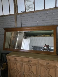 Miroir XXL biseauté en chêne, 210cm de L