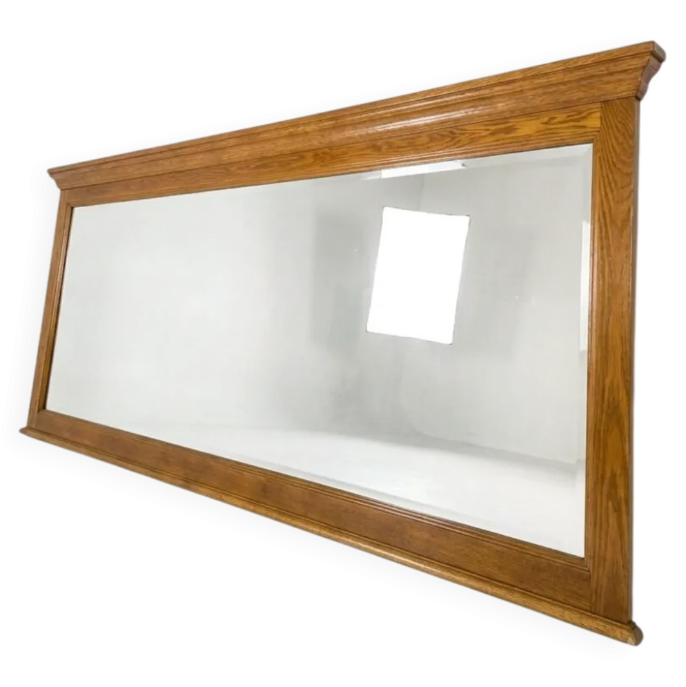 Miroir XXL biseauté en chêne, 210cm de L