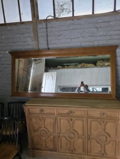Miroir XXL biseauté en chêne, 210cm de L