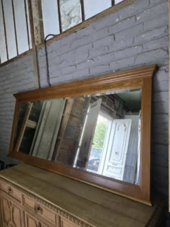 Miroir XXL biseauté en chêne, 210cm de L