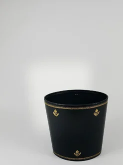 Morabito Paris Corbeille à papier en cuir noir et or, France, années 1970