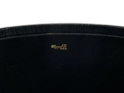 Morabito Paris Corbeille à papier en cuir noir et or, France, années 1970