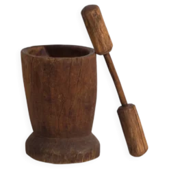 Mortier et pilon anciens de style wabi-sabi (c.1920) #1