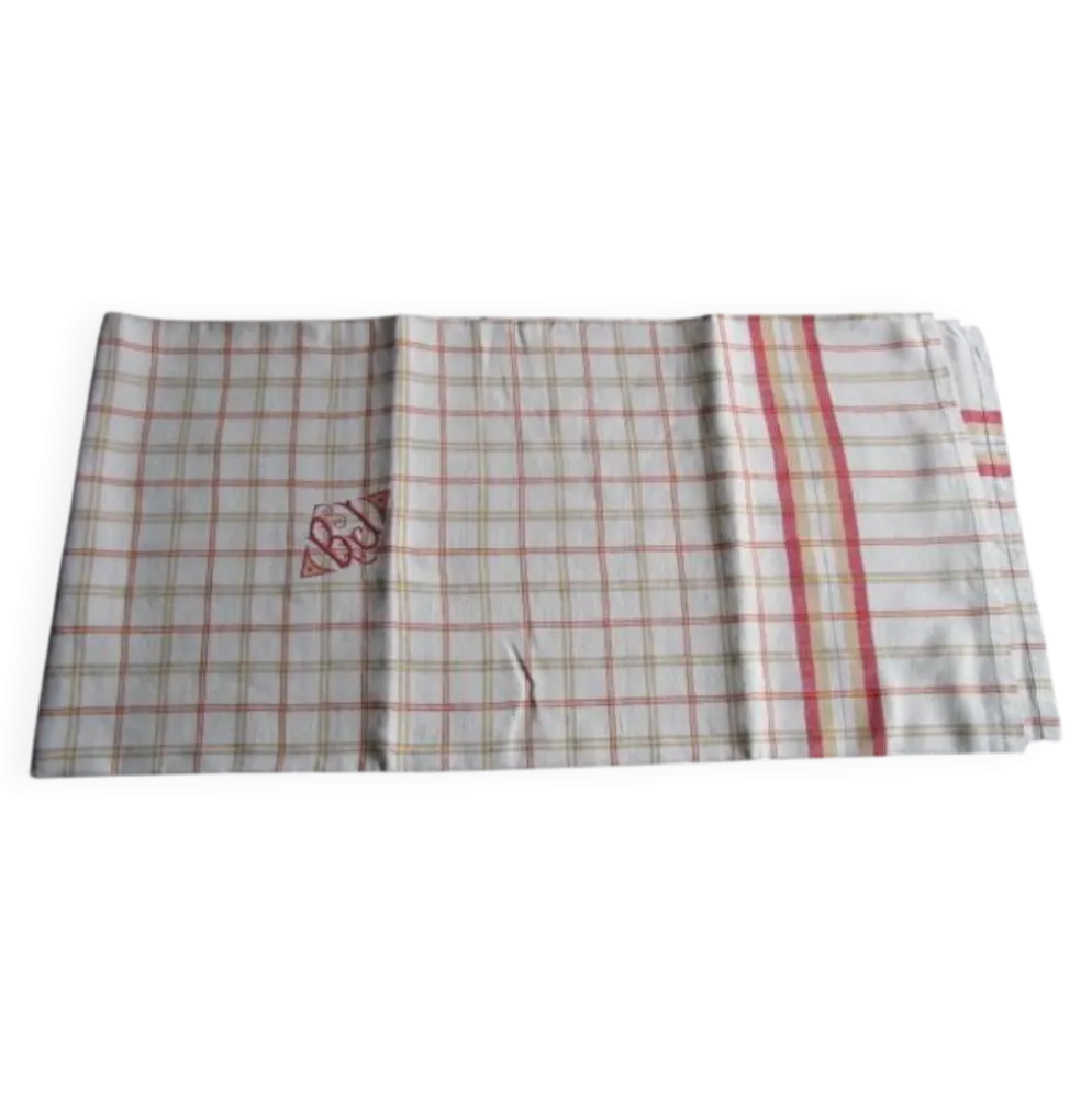Nappe a carreaux ancienne monogrammée :165x165cm