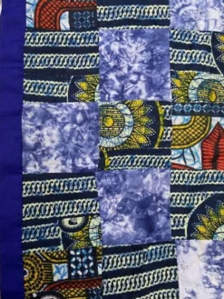 Nappe bleue quilt africaine carrée 110cm.