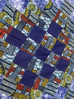 Nappe bleue quilt africaine carrée 110cm.