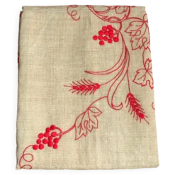 Nappe brodée tissu ancien 131 x 156 cm