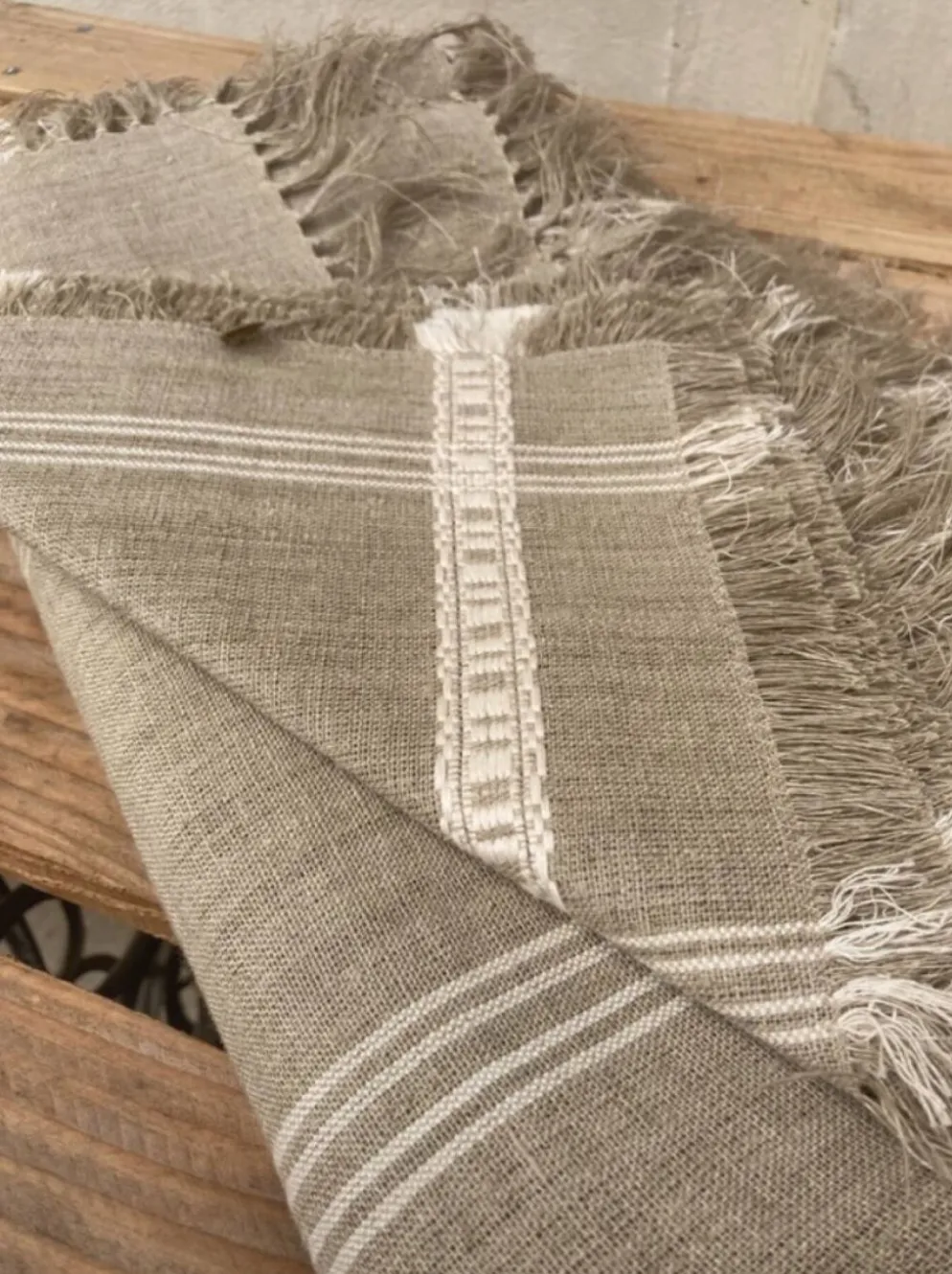 Nappe et ses 6 serviettes en fibre naturelle wabi sabi